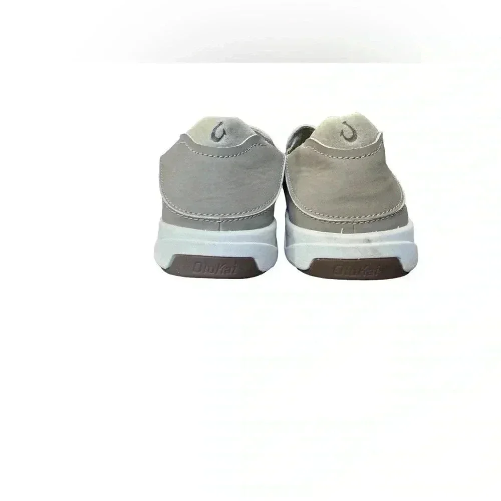 Olukai Pehuea Clay Khaki Green Perforated Textile Round Toe Slip On Sneakers